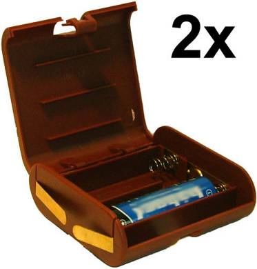2x Batterie-Box: Akkus als 4,5V Flachbatterie,Adapter für 3x AA statt 3R12,3LR12