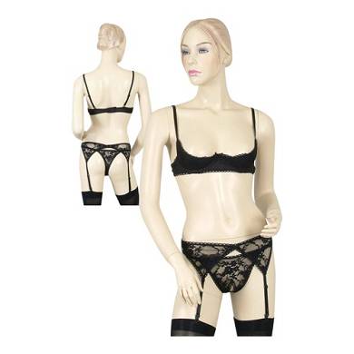 Schwarzes offene Cups Spitze-Set