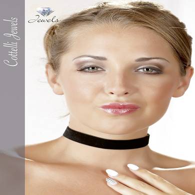 Samt Halsband mit kleiner Kette und Karabinerhaken