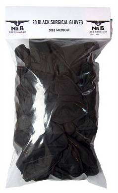 Mister B Black Surgical Gloves 20 Pcs M