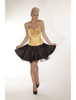 Zugeschnuert-Shop - Brust-Korsett Satin mit Swarowski-Elements gold