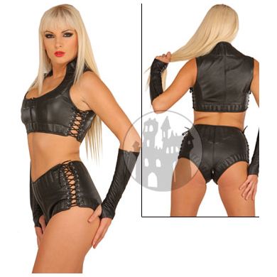 Lederbustier mit Reißverschluss