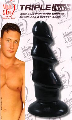 17 x 4 - 5 cm Triple Header Buttplug schwarz