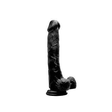 RealRock by Shots Realistic Cock - 10 inch - Dildo mit Hoden und Saugfuß - schwarz -