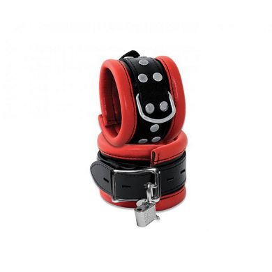 Handfessel Essential breit - abschließbar rot/schwarz