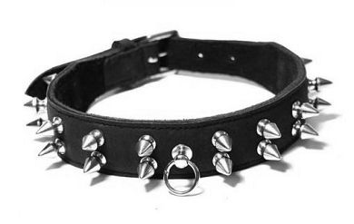 Leder Halsband mit Ring der O - SPIKE II