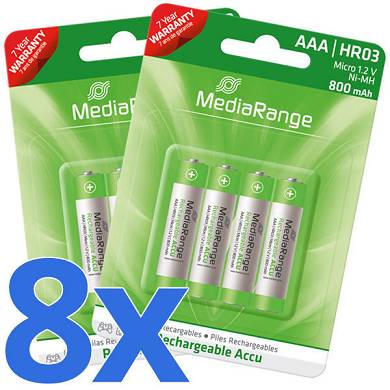 8x AAA HR03 Akku Micro Batterie 800 mAh 1,2V wiederaufladbar