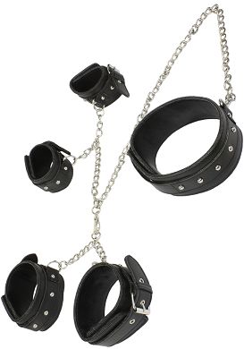 Lederimitat Bondage-Set schwarz