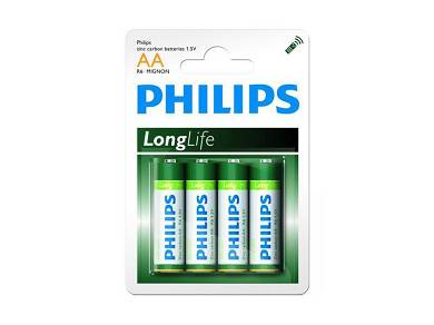 24x Batterien Typ Mignon AA, R6 UM3 1,5 Volt Philips LongLife Zinc Carbon