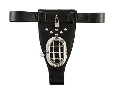 Leder Keuscheitsgrtel mit Kfig