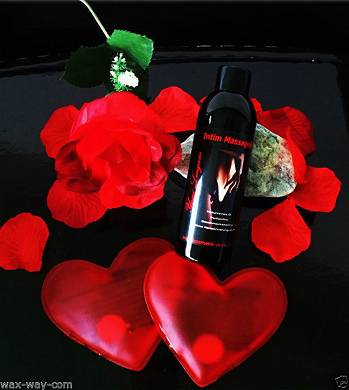 Intim Massage, Erotik Geschenkset incl. Massagel,Feder, Rose,Handwrmer Herzen 