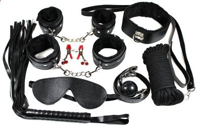 Bondage Set 9 teilig in schwarz
