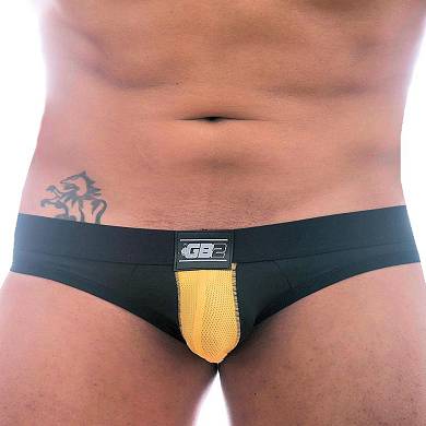 GB2 Stuart Jock Brief Underwear Mesh Black/Yellow