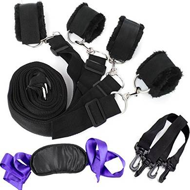 Hisionlee Fesseln & Bondage Set Bett Restraint Handschellen Fuß-Manschetten und