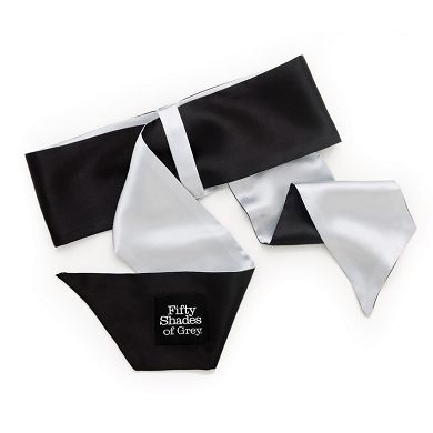 Fifty Shades of Grey - Soft Limits Satinband - 135 cm - in Silber/Schwarz
