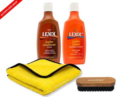 LEXOL Leder Reiniger Lederreiniger + Lederpflege + Lederbrste + Microfasertuch 