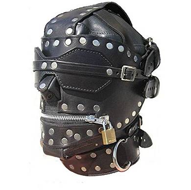 Extasialand Leder Bondage Maske Haube Maulkorb Leather Face Harness abschliessbar BDSM