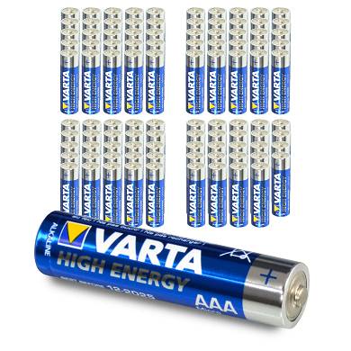 100x Varta AAA High Energy Micro LR03 Batterie - 1200mAh 1,5V Alkaline 100 Stück