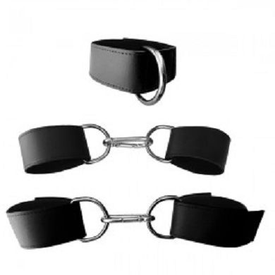 Leder Fesselset mit groen D-Ringen