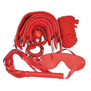 komplett rot Bondage Set - Gag-Ball Harness aus - Körper Seil in bck