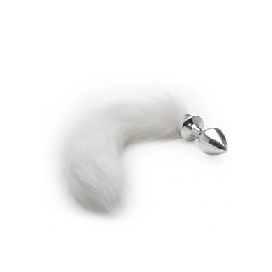 8 x 3 cm White Tail Buttplug silber