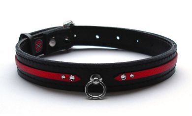 Leder Halsband mit Ring der O zierlich - PIA