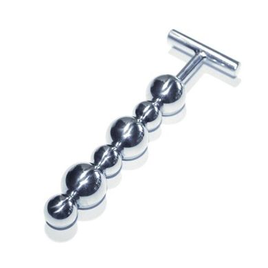 Analstab #4015. Kugelstab Dildo aus Edelstahl mit T-Griff. Länge 18.00cm