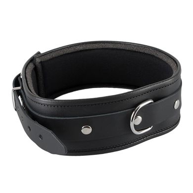 Halsband aus Leder mit Ring in Schwarz