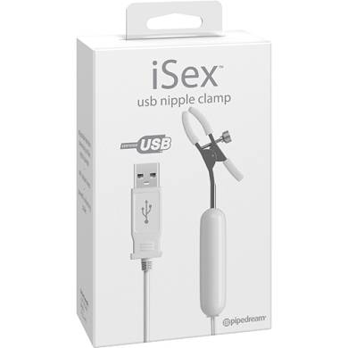 iSex USB Vibrierende Nippelklemme in Weiß