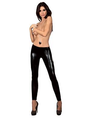 Wetlook-Leggings Daiva mit Schnrung in schwarz