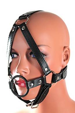 Bondage Harness mit Ring Knebel 40mm und Kinnriemen