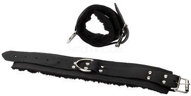 Spartacus Black Fur Wrist Restraints - Handfesseln