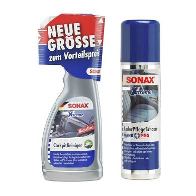 500ml SONAX XTREME COCKPIT REINIGER 250ml XTREME LEDER PFLEGE SCHAUM