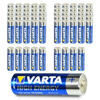 60x Varta AA High Energy Mignon LR06 Batterie - 2850mAh 1,5V Alkaline - 60 Stück
