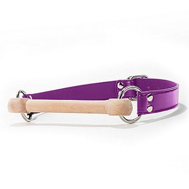 Mundknebel Holz mit violetten Riemen