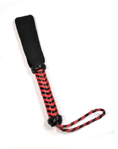 Leder Klatsche KURZ schwarz/rot