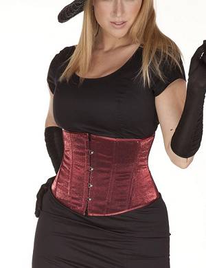 Zugeschnuert-Shop - Taillen-Korsett Samtbordeaux