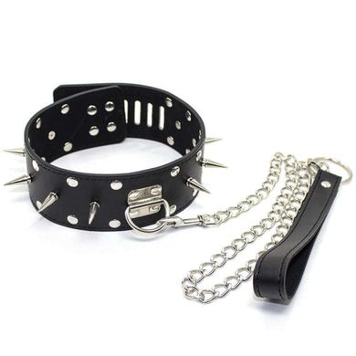 Spikes Leder Halsband mit Kettenleine