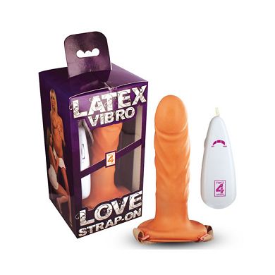 T4L Latex Love Strap-On Vibrator, 16,5 x 3,5 cm