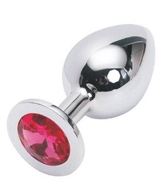 Edelstahl Butt Plug mit Kristall Pink 28mm (S. Rose-bengal)