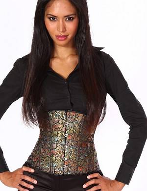 Zugeschnuert-Shop - Unterbrust-Korsett Jacquard-Musterbunt