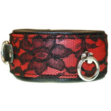 Halsband Burlesque Premium rot/schwarz