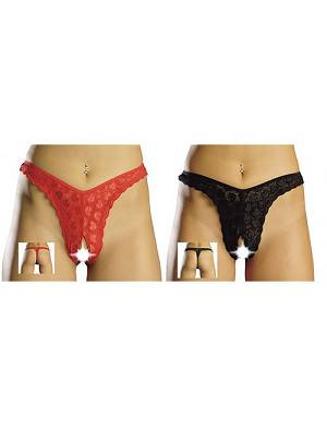 COLLECTION X Alba String Set ouvert schwarz/rot