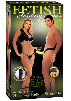 Fetish Fantasy - Vibrating Hollow Strap-On Glow in the Dark Umschnalldildo