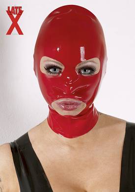 Rote Kopfmaske mit Augen- und Mundausschnitt