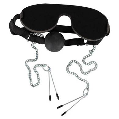 Ball Gag Nipple Clamps Mask