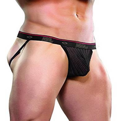 Male Power - Herringbone Jock - Tanga im Fischgrät Design - schwarz - Größ