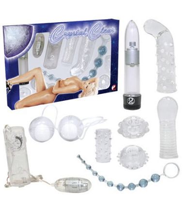 Vibrator & Dildo Set -Crystal Clear-