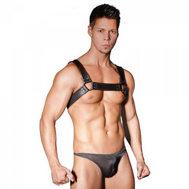 Zado - Leder Herren Brustharness - in Schwarz