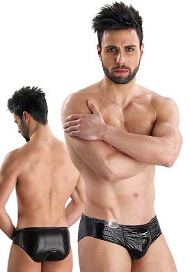 Eros Veneziani Herren Lack-Brief Schlangenleder-Optik in schwarz